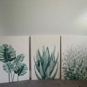 Set of 3: Canvas Plant Prints 12x16 inches
